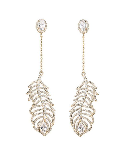 Eye Candy LA Cz Feather Drop Earrings in White Save 3 Lyst Canada