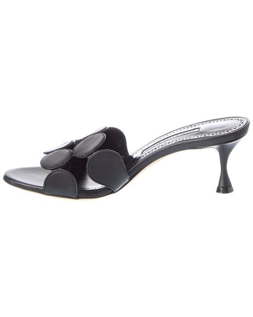 Manolo Blahnik Gray Haribalmu 50 Leather Sandal