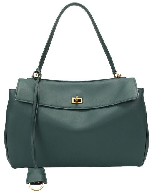 Tiffany & Fred Paris Green Large Smooth Leather Tote