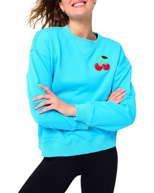 Terez Blue Cherry Applique Sweatshirt