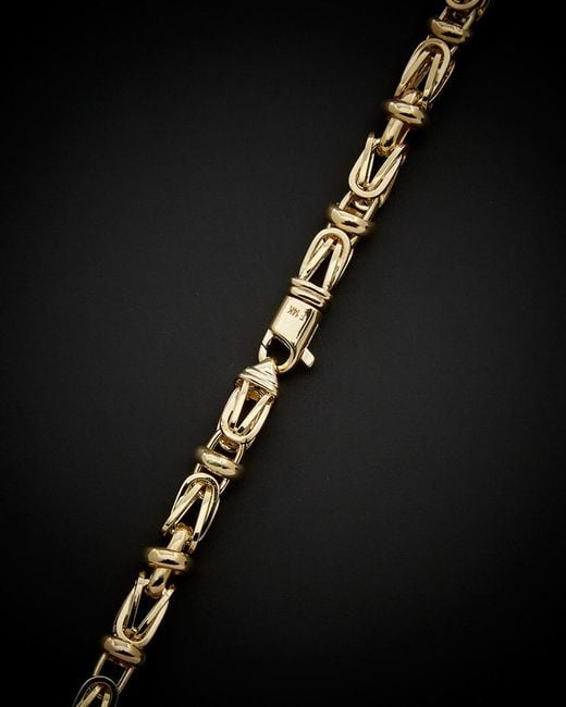Italian Gold Black 14k Fancy Square Byzantine Necklace for men