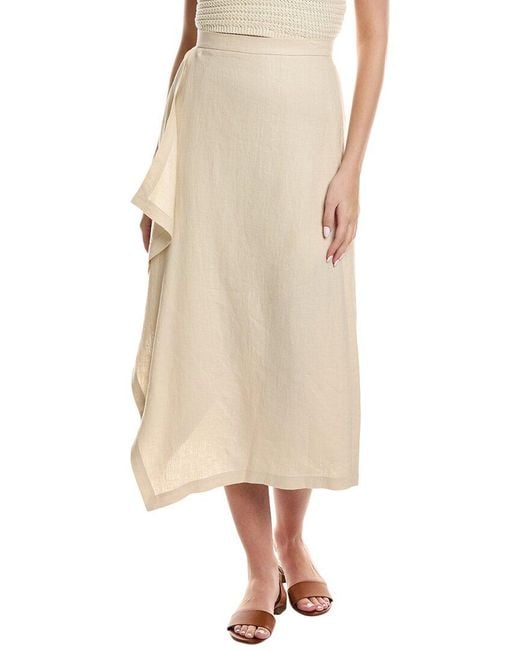 Lafayette 148 New York Natural Drape Front Linen Maxi Skirt