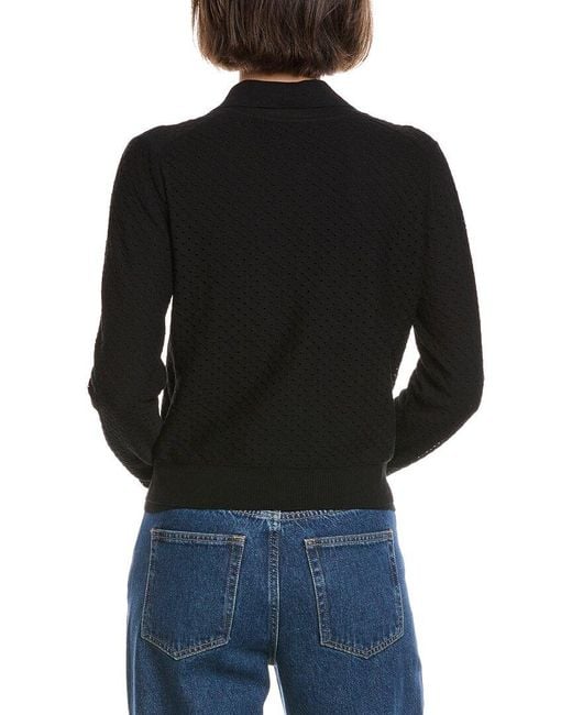 Vince Black Double Layer Mesh Cardigan