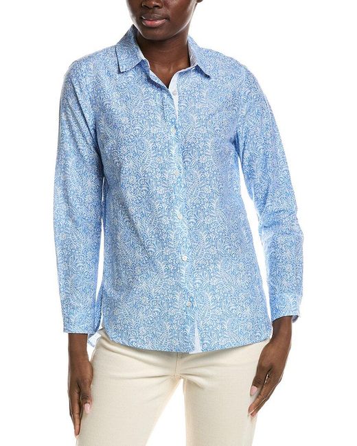 J.McLaughlin Blue Britt Silk-Blend Blouse