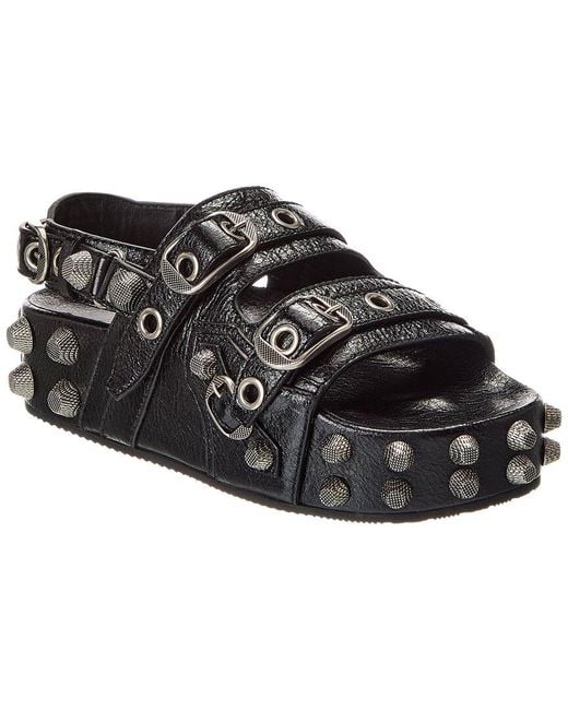 Balenciaga Black Cagole Leather Sandal