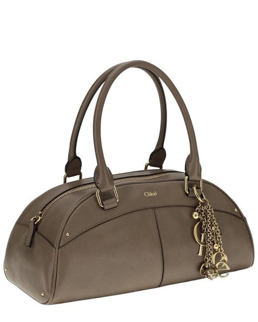 Chloé Brown Leather Bowling Bag