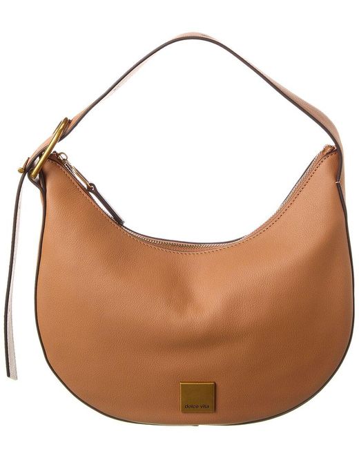 Dolce Vita Brown Adjustable Leather Shoulder Hobo Bag