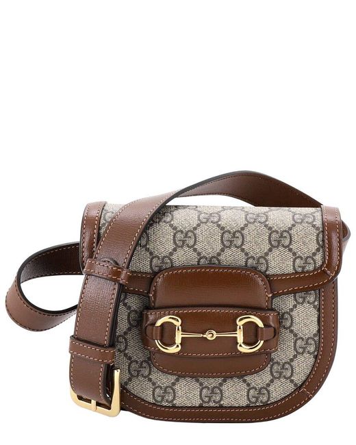 Gucci Brown GG Coated Canvas & Leather Horsebit 1955 Belt Bag Mini (authentic Pre-loved)