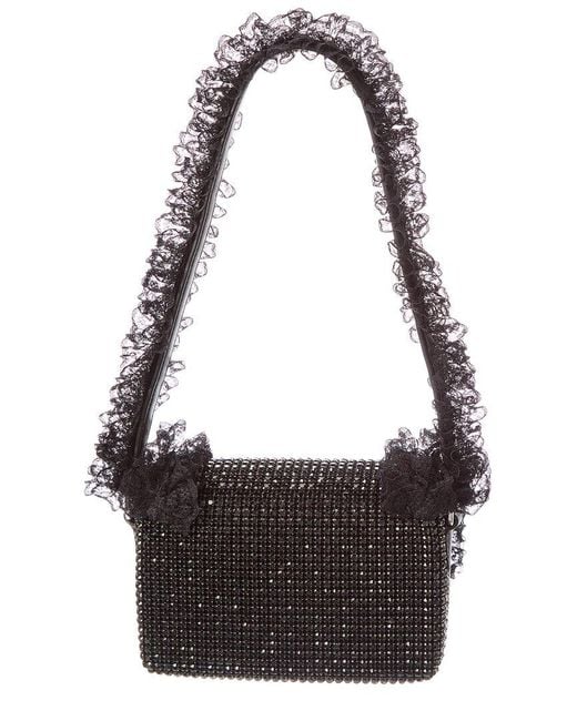 Self-Portrait Black Crystal Lace Detail Shoulder Bag