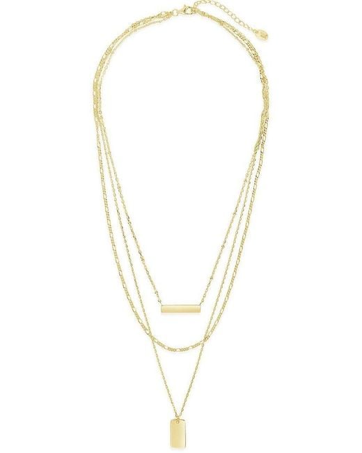 Sterling Forever White 14k Plated Bar Necklace