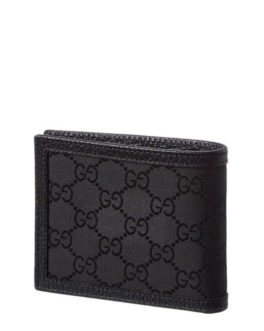 Gucci Black GG Canvas & Leather Bifold Wallet for men