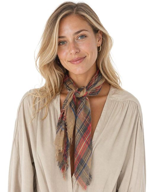 Blue Pacific Brown Scottish Plaid Cashmere-Blend Neckerchief