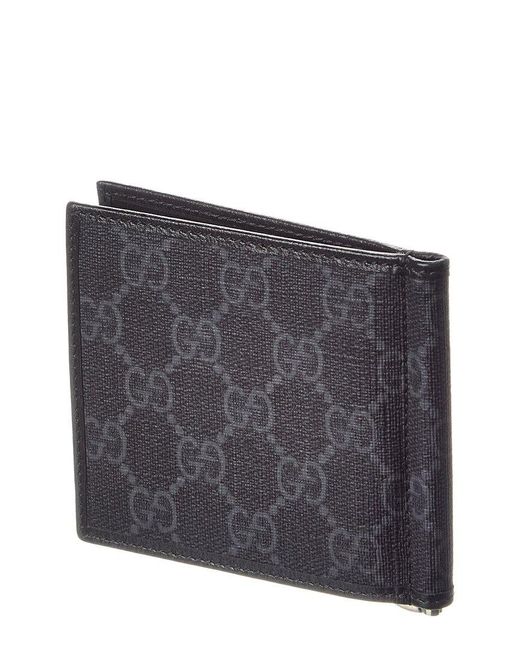 Gucci Gray Black GG Supreme Canvas Bifold Wallet Compact (authentic Pre-loved)