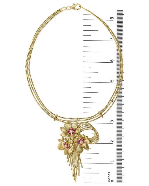 Haus of Brilliance Metallic Colorful Gemstones 18K 1.20 Ct. Tw. Diamond & Ruby Brooches & Pins Necklace