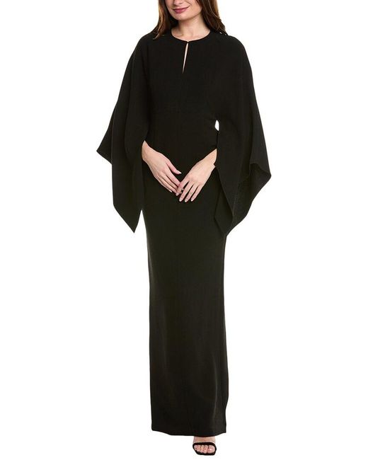 Teri Jon Black Crepe Kimono Sleeve Gown