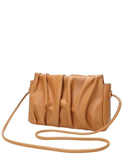 Tiffany & Fred Paris Brown Ruched Leather Crossbody Clutch