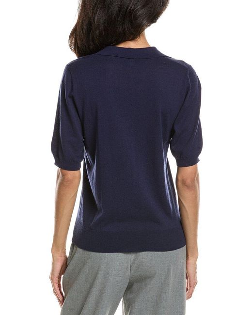 Forte Blue Summer Polo Silk & Cashmere-Blend Sweater