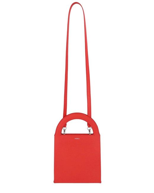 MEDEA Red Leather Top Handle Bag