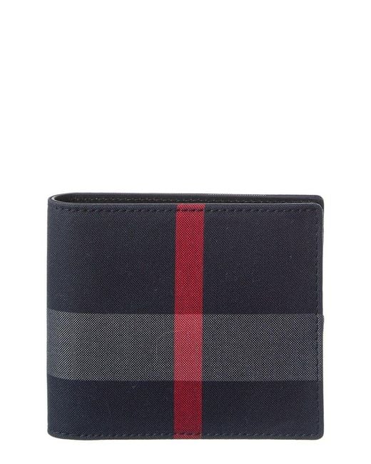 Burberry Blue Check Canvas Bifold Wallet for men