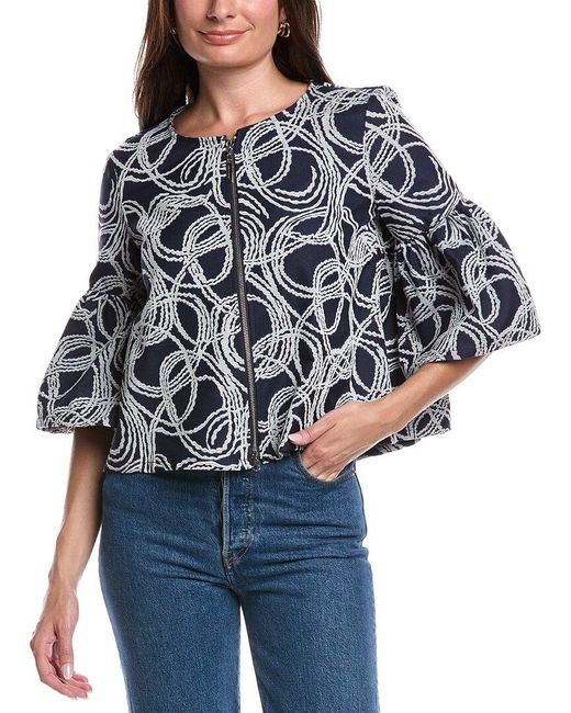 Joseph Ribkoff Blue Jacquard Jacket