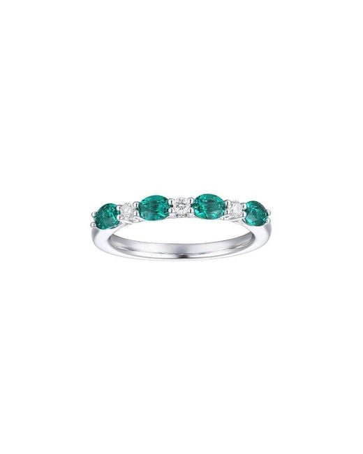 Gregg Ruth Blue 14K 0.83 Ct. Tw. Diamond & Lab-Grown Lab Created Emerald Ring