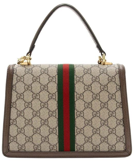 Gucci Metallic Beige GG Supreme Canvas Ophidia Padlock Medium Top Handle (authentic Pre-loved)