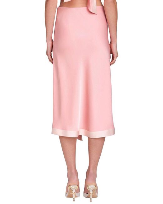 Avec Les Filles Pink Asymmetrical Faux Wrap Midi Skirt