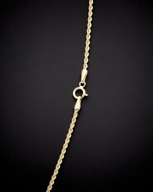 Italian Gold Black 14k Hollow Rope Chain Necklace