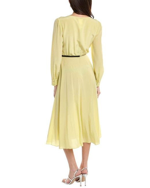 Max Mara Yellow Studio Dionea Silk Midi Dress