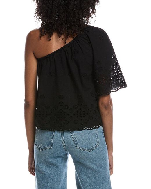 Michael Stars Black Nash Eyelet One Shoulder Top