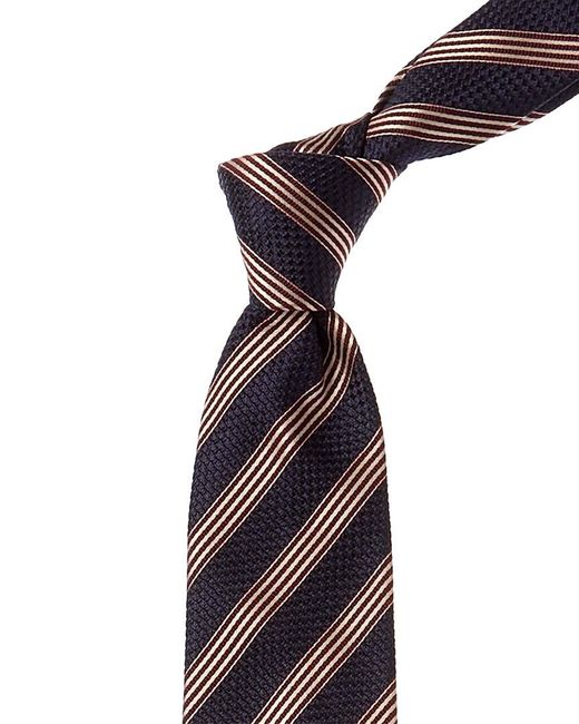 Canali Blue Navy Stripe Silk Tie for men