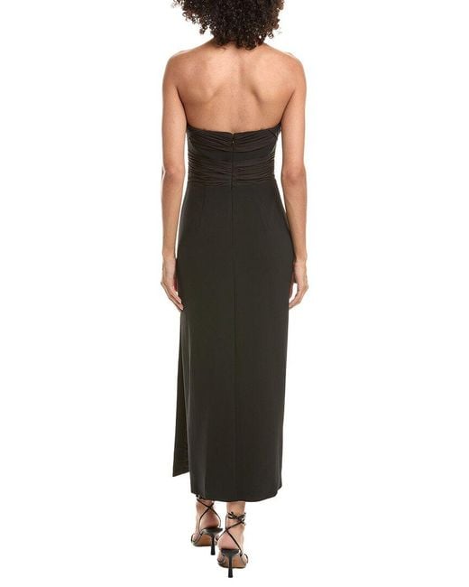Halston Heritage Black Marguerite Crepe Midi Dress