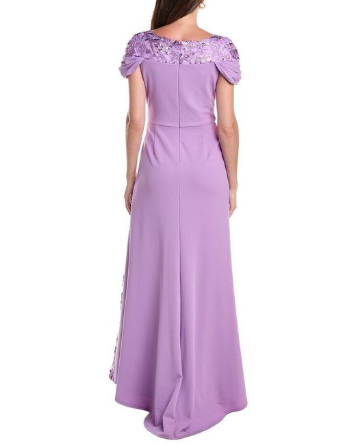 Tadashi Shoji Purple Embellished Short Sleeve Maxi Dress
