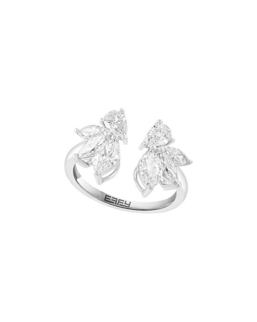 Effy Fine Jewelry White 14K 0.75 Ct. Tw. Lab-Grown Diamond & Emerald Ring