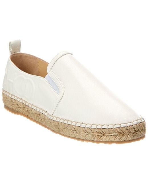 Jimmy Choo White Lichi Leather Espadrille