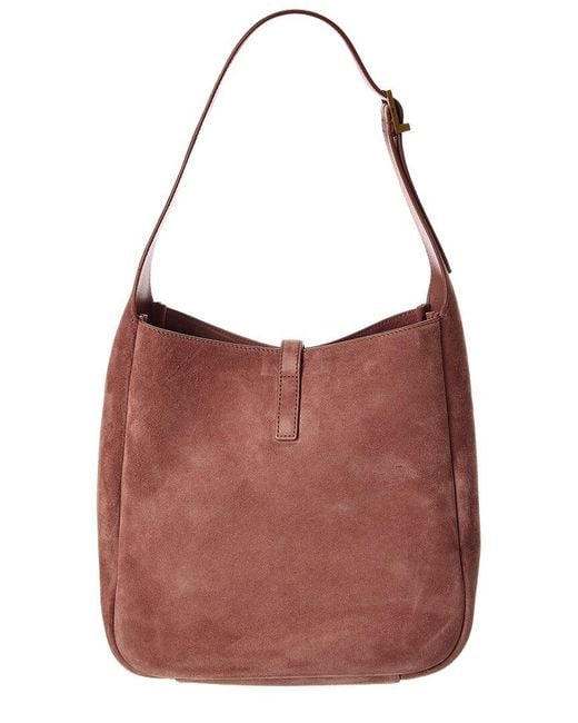 Saint Laurent Red Le 5 A 7 Small Suede Hobo Bag