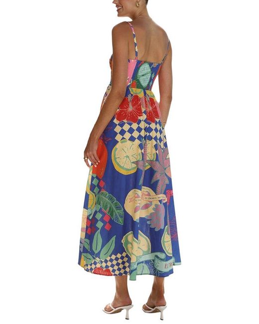 LOEY Blue Printed Midi Dress