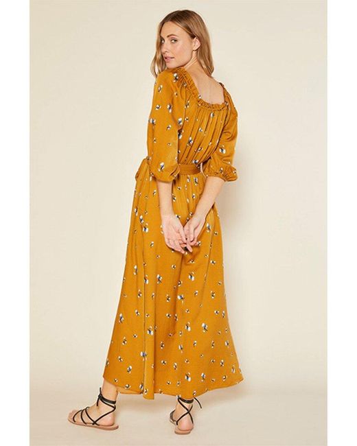 Outerknown Yellow Wildflower Silk-blend Dress