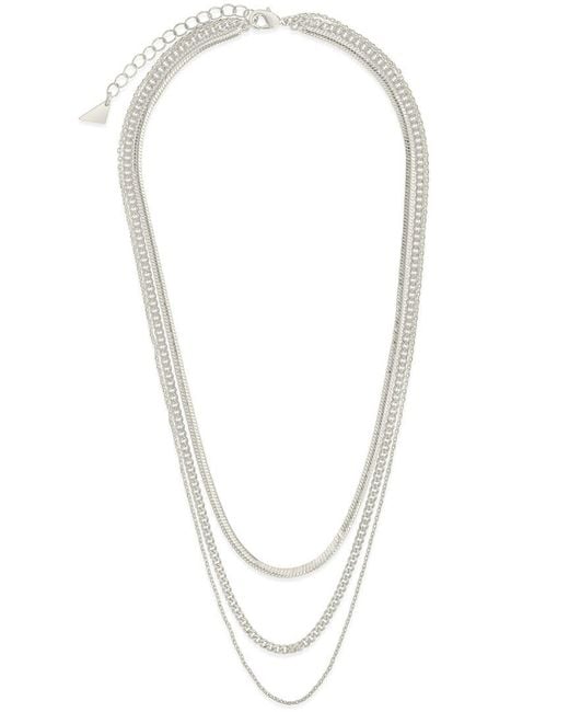 Sterling Forever White Rhodium Plated Brenna Layered Chain Necklace