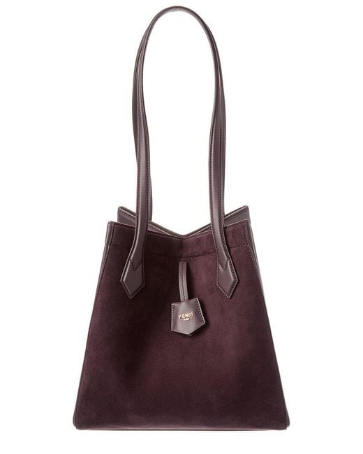 Fendi Purple Origami Medium Suede & Leather Tote