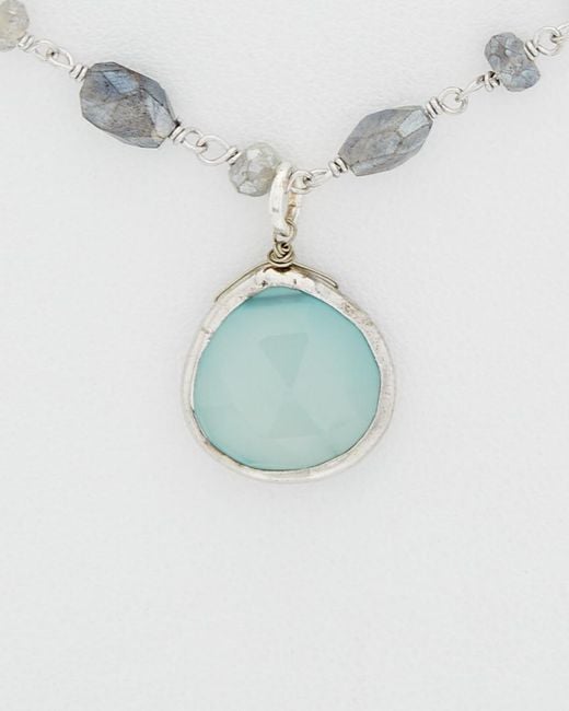 Rachel Reinhardt Jewelry White Silver Labradorite & Chalcedony Necklace
