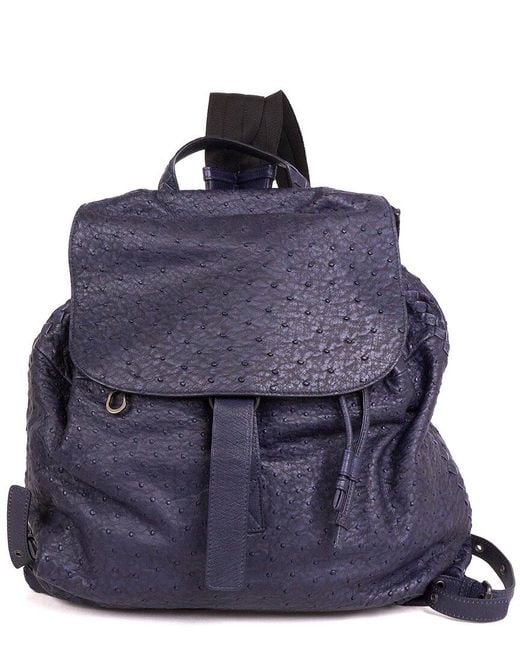 Bottega Veneta Blue Leather Backpack for men