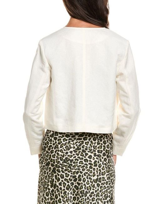 Anne Klein White Button Front Linen-Blend Jacket