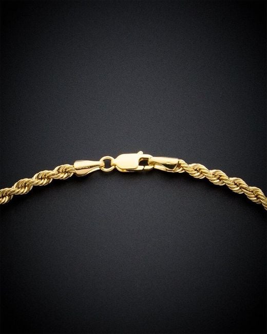 Italian Gold Black 14k Hollow Rope Chain Necklace for men