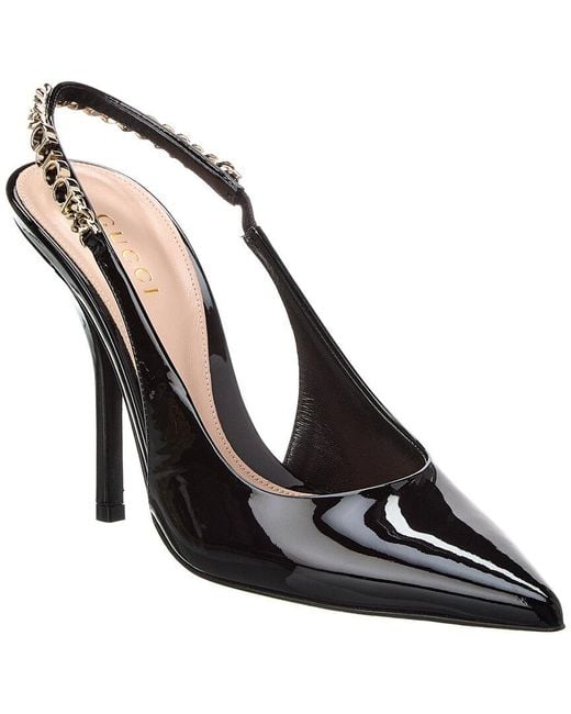Gucci Black Signoria Leather Slingback Pump