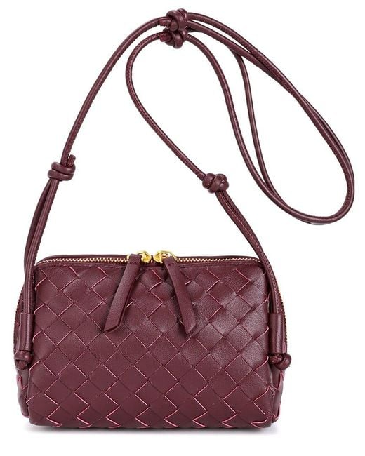 Tiffany & Fred Paris Purple Hand-woven Leather Crossbody