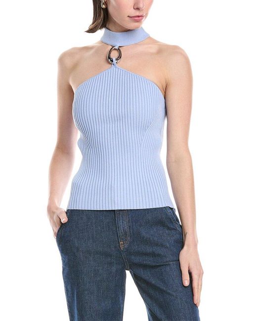 Jonathan Simkhai Blue Rubie Mock Neck Top