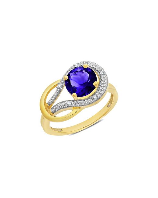 MAX + STONE Max + Stone 10k 2.44 Ct. Tw. Diamond & Created Blue Sapphire Eternity Ring