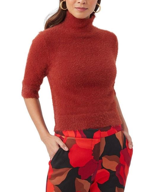 Trina Turk Red Mali Fuzzy Sweater