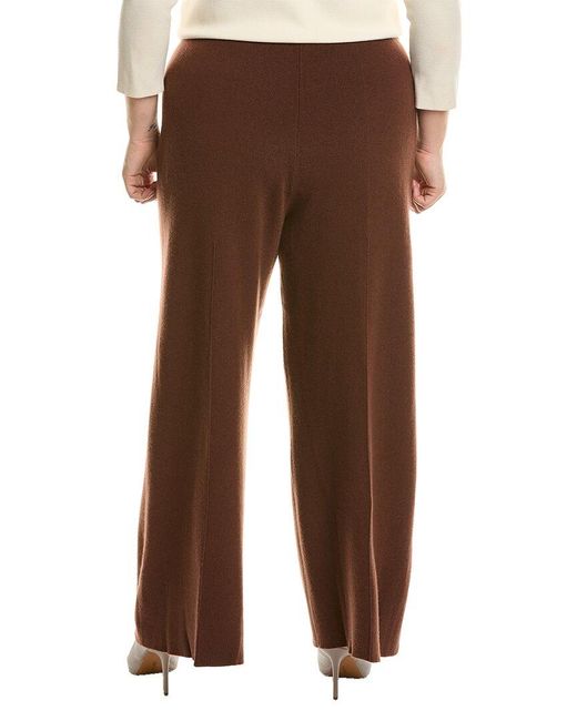 Lafayette 148 New York Brown Plus Double Knit Cashmere & Silk-blend Pant